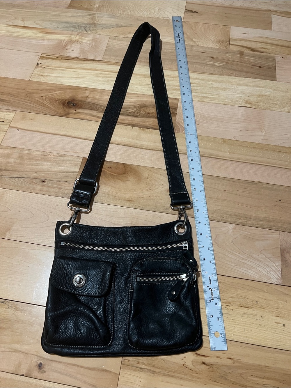 Roots Black Leather Crossbody Bag - Picture 3 of 17